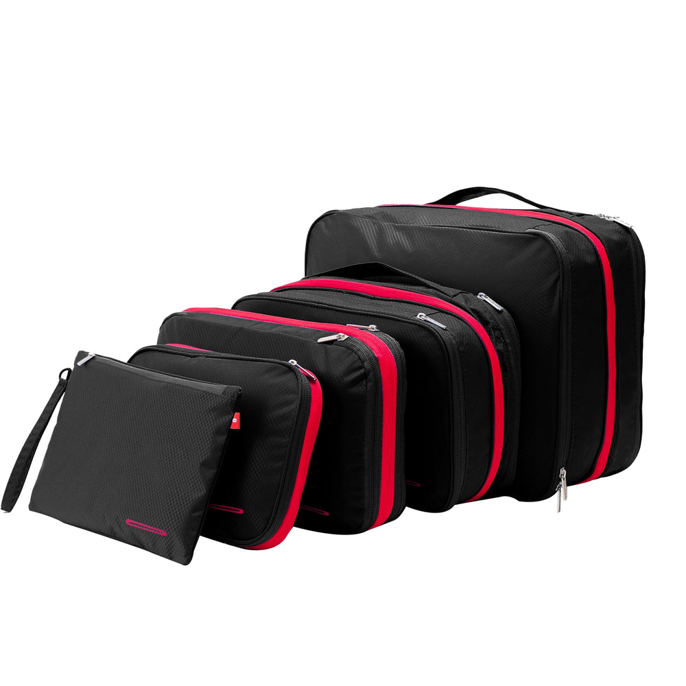 Bee Nesting Travel Compression Packing Cubes 5Pack Lite/4L/9L/15L/26L - Black Red