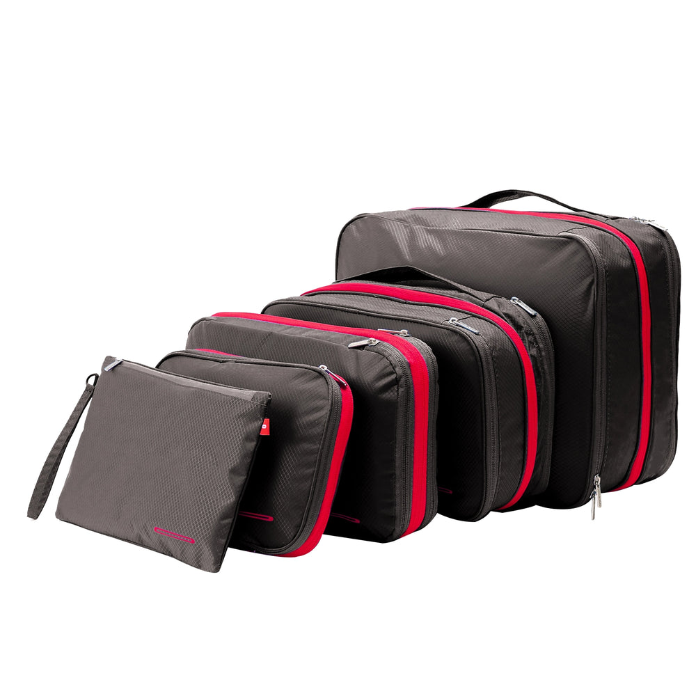 Bee Nesting Travel Compression Packing Cubes 5Pack Lite/4L/9L/15L/26L - Gray Red