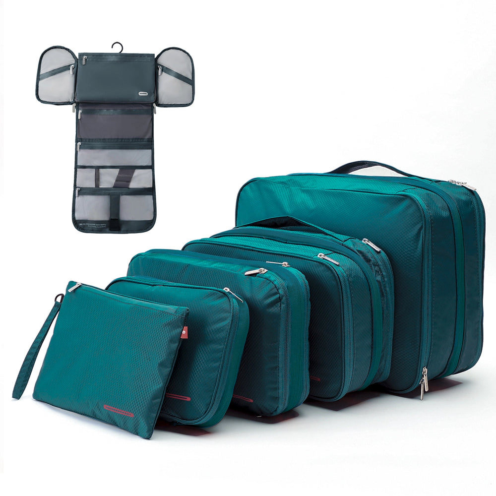 Bee Nesting Travel Compression Packing Cubes 6Pack - Dark Green