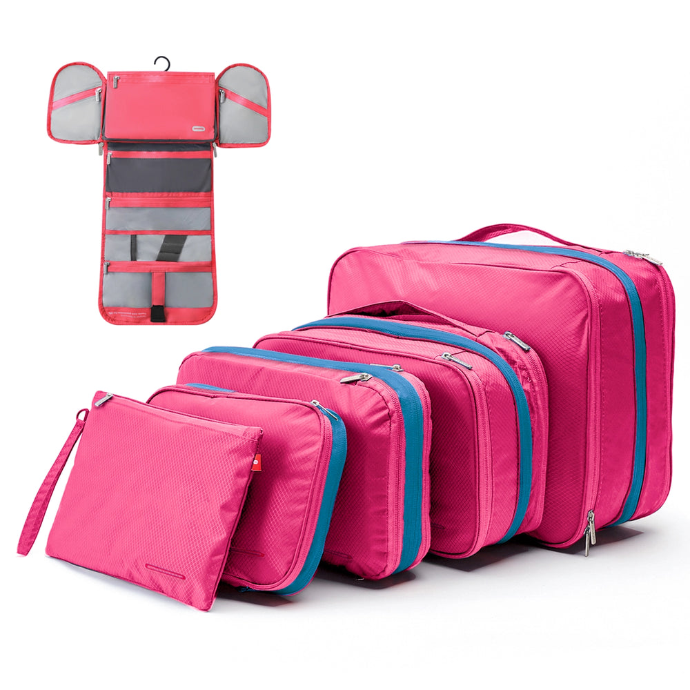 Bee Nesting Travel Compression Packing Cubes 6Pack - Rose Red